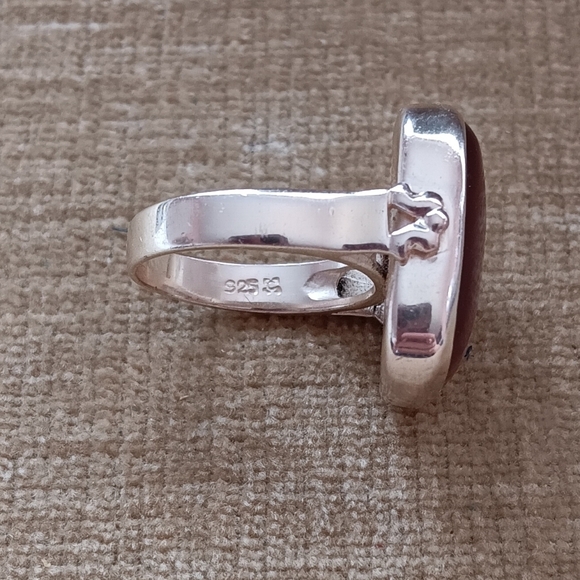 Red Silver Square Gemstone Ring - Picture 11 of 11